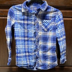 Falls Creek Blue and White Plaid Kids Button Down Shirt